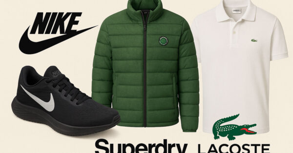 Nike, LaCoste, Superdry.